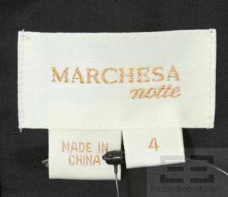 Marchesa Notte Black Silk Ruffle Front Strapless Evening Dress Size 4 