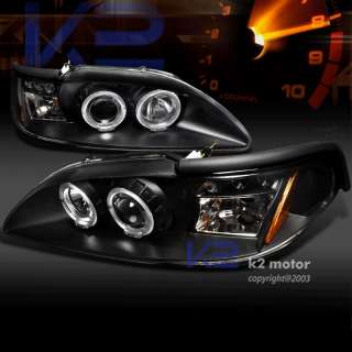 1994 1998 FORD MUSTANG LED PROJECTOR HEADLIGHTS KIT BLK  