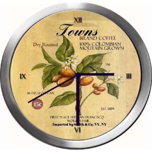  TOWNS 14 Inch Coffee Metal Clock Quartz Movement Kitchen 