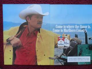 1986 Print Ad Marlboro Man Cigarettes Western Cowboy White Hat Yellow 