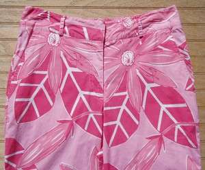 Misses LILLY PULITZER Floral Pink Capri Pants Sz 2  