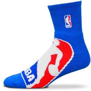  Fore Bare Feet BIG NBA Logo Blue Quarter Socks Size Large 