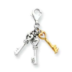   Diamond Accent Keys Pendant   Sterling Silver With Vermeil Jewelry