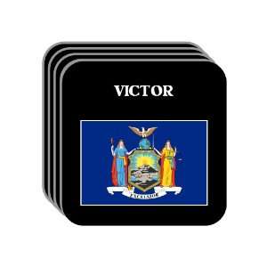 US State Flag   VICTOR, New York (NY) Set of 4 Mini Mousepad Coasters