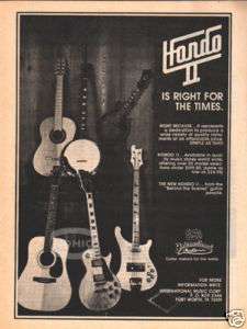 HONDO II GUITAR PINUP AD vintage 70s bass electric  