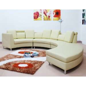  Modern Beige 4Pc Leather Living Room Set