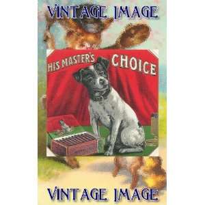   Greetings Card Dogs His Masters Choice Vintage Image