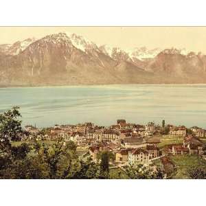   Montreux Savoy Mountains Geneva Lake Switzerland 24 X 18 Everything