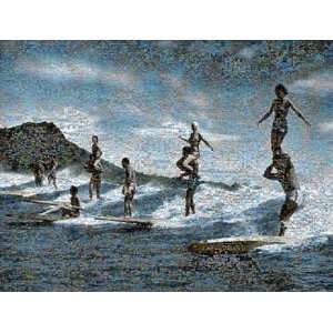 Party Wave Mosaic HUGE Collage Art of Surfing Hawaii By 