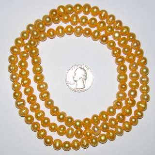 NEW 36” 8MM BIG YELLOW GENUINE PEARL STRAND NECKLACE  