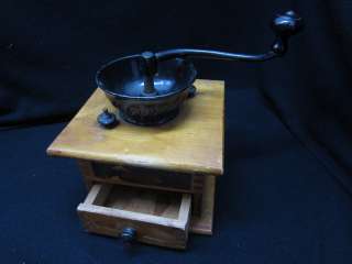   Coffee Mill Grinder Finger Joints & Cast Iron Works Great  