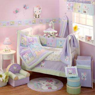 Green, Violet & Purple Hello Kitty Baby Girl Nursery Crib Bedding 