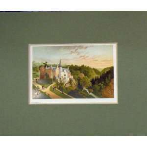  1889 Chromo Litho Print View Hawthornden Castle Garden 