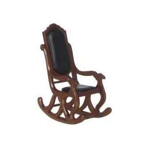    Dollhouse Miniature Mahogany/Leather Rocking Chair 