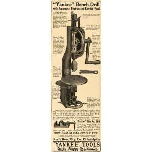 1915 Ad North Bros. Mfg. Yankee Tools Bench Drill   Original Print Ad