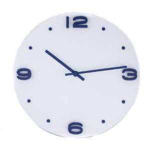  Hometime Modern Style White Glass Wall Clock With Blue 