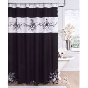  Homewear Ambrosia 70 by 72 Inch Shower Curtain, Black and 