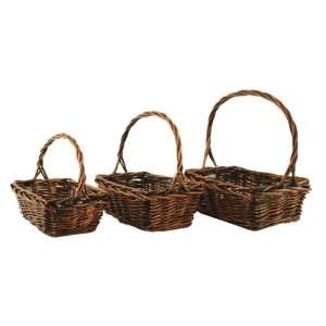  Wald Imports Rectangular Stained Brown Willow Baskets with 