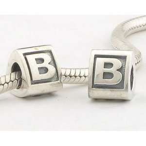 925 Sterling Silver Triangle Block Letter B Alphabet Charms/beads 