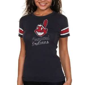  47 Brand Cleveland Indians Womens Campus T Shirt   Navy 