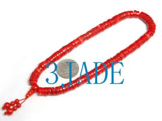 Tibetan 108 Red Coral Meditation Yoga Prayer Beads Mala  