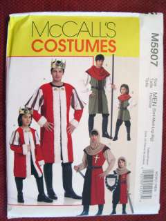 McCALLS MEDIEVAL STYLE KING & KNIGHTS COSTUME PATTERN 5907 Sz S Xlg 