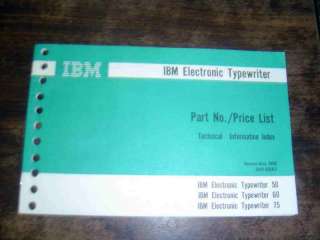 IBM Typewriter  Vintage Adjustment Parts Manual 82  
