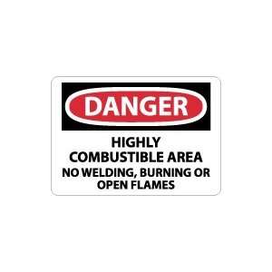   Highly Combustible Area No Welding Burning Or Open Flames Safety Sign