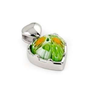  Millefiori Faceted Green Heart Pendant Alan K. Jewelry