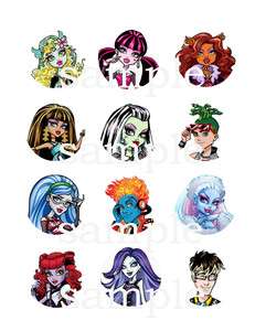 MONSTER HIGH Edible CUPCAKE Toppers12 Assorted Icing Image  