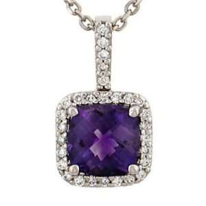  Amethyst and Pave Diamond Pendant .26cttw (Chain sep 
