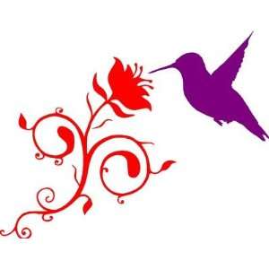  HUMMING BIRD WITH ROSE/Vinyl Wall Art/Decal Everything 