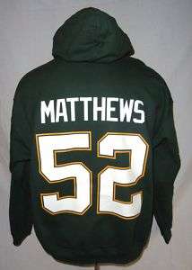 MATTHEWS #52 Green Bay Packers Hooded Sweatshirt Size 3XL  