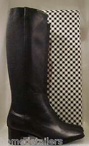 525 Delman INES NE Black Riding Boots 8.5 Knee Hi Tall Leather Back 
