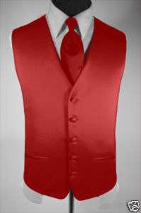 Mens Suit Tuxedo Dress Vest and Necktie Red Medium  