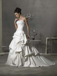 Storage A Line Strapless White ivory Court wedding dress Bridal Gown 