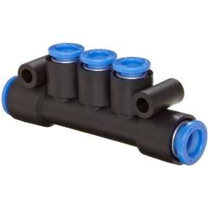   Push To Connect Tubing Manifold, 2 Inlets 8 mm, 3 Outlets 6 mm Tube OD