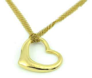 Tiffany & Co 18k Solid Yellow Gold Heart Pendant Mesh Necklace Long 28 