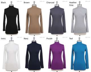   Long Sleeve Turtle Neck Top Stretch VARIOUS COLOR and SIZE  
