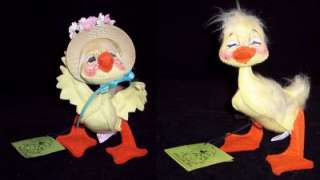 Annalee Easter Chicks Duck 2 Dolls Spring Straw Hat Set  