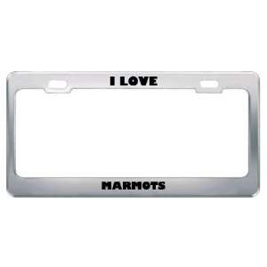  I Love Marmots Animals Metal License Plate Frame Tag 