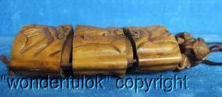 Japanese Handwork Boxwood Wood Netsuke Inro Of Dogs  