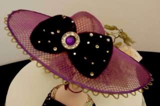 Hat Shaped Earring Ring Jewelry Holder Stand Mannequin Purple Velvet 