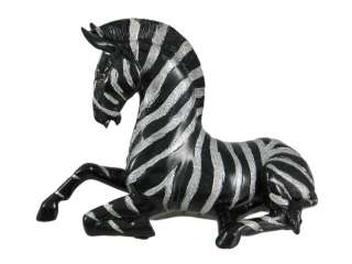 Black / Glitter Silver Striped Zebra Statue Figure  