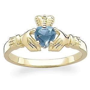  March Birthstone Claddagh Ring, Size 12 Jewelry