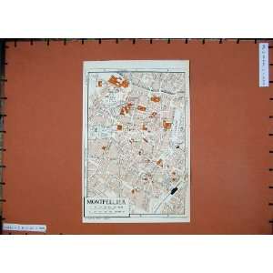  1954 Colour Map France Street Plan Montpellier Biologie 