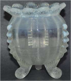 DUGAN WHITE OPALESCENT FLUTED SCROLLS CARNIVAL GLASS  
