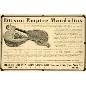 1910 Ad Empire Mandolins Oliver Ditson Co Instruments   Original Print 
