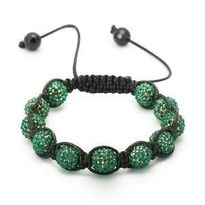   Mens Adjustable Emerald Green CZ Jabari Disco Ball Bracelet Jewelry