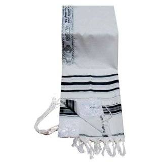 Acrylic Temple Tallit, Color Black / Silver